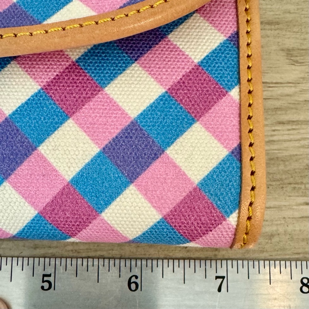 Dooney & Bourke Pink and Blue Gingham Continental Clutch Wallet - Used - Picture 8 of 10